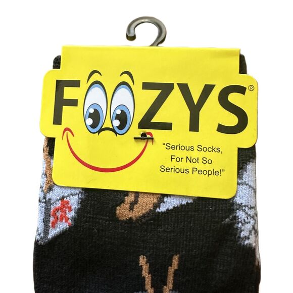 NWT Foozys Black Novelty Chinese Takeout Box Print Socks Women's One Size - Picture 2 of 4